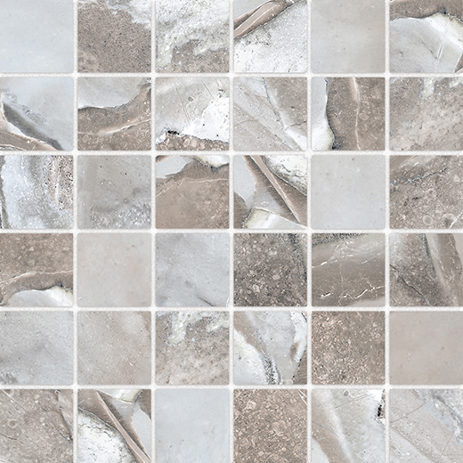 Neolith Crystal Gray Matte 2"x2" (12"x12" Mosaic Sheet) | Glazed Porcelain | Floor/Wall Mosaic