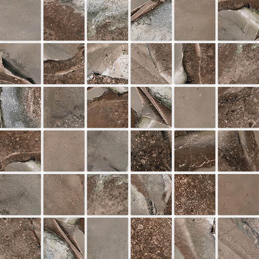 Neolith Mineral Umber Matte 2"x2" (12"x12" Mosaic Sheet) | Glazed Porcelain | Floor/Wall Mosaic