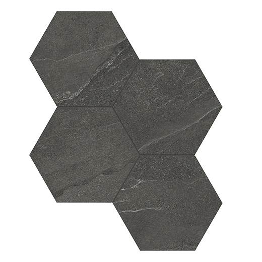 North Carbon Matte 6" Hex (11.5x9.96 Mosaic Sheet) | Color Body Porcelain | Floor/Wall Mosaic