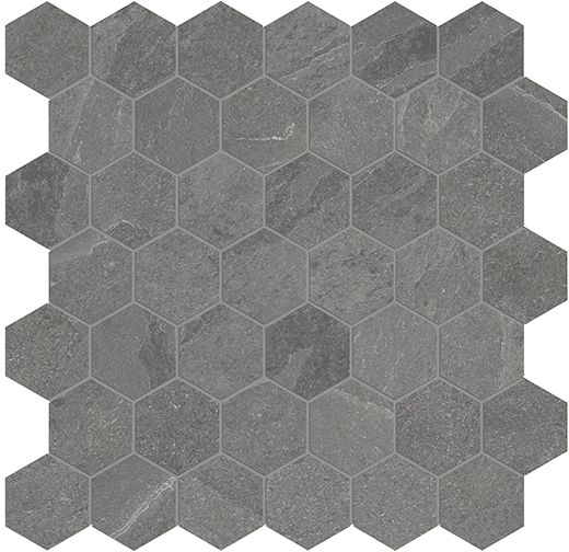 North Chromium Matte 2" Hex (11.8x11.7 Mosaic Sheet) | Color Body Porcelain | Floor/Wall Mosaic