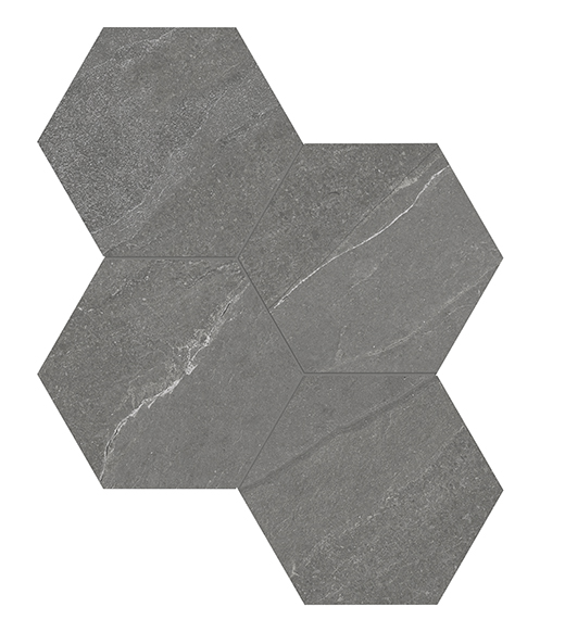 North Chromium Matte 6" Hex (11.5x9.96 Mosaic Sheet) | Color Body Porcelain | Floor/Wall Mosaic