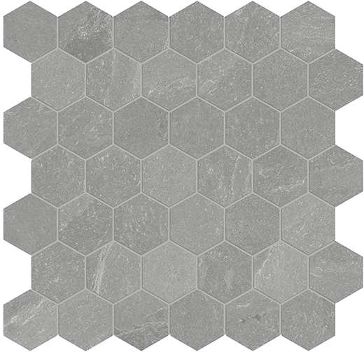 North Palladium Matte 2" Hex (11.8x11.7 Mosaic Sheet) | Color Body Porcelain | Floor/Wall Mosaic