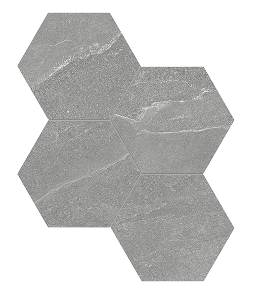 North Palladium Matte 6" Hex (11.5x9.96 Mosaic Sheet) | Color Body Porcelain | Floor/Wall Mosaic