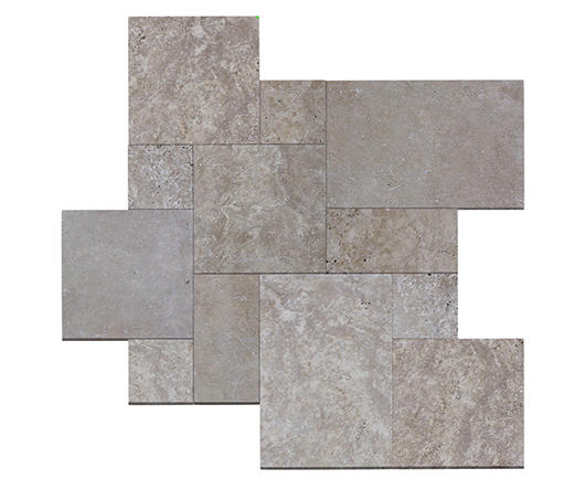 Nut Nut Tumbled French Pattern 3cm Paver | Travertine | Outdoor Paver