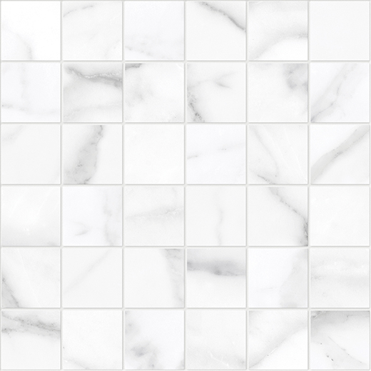 Nuvo Marble Statuario Nuovo Honed 2"x2" (11.7"x11.7" Mosaic Sheet) | Glazed Porcelain | Floor/Wall Mosaic