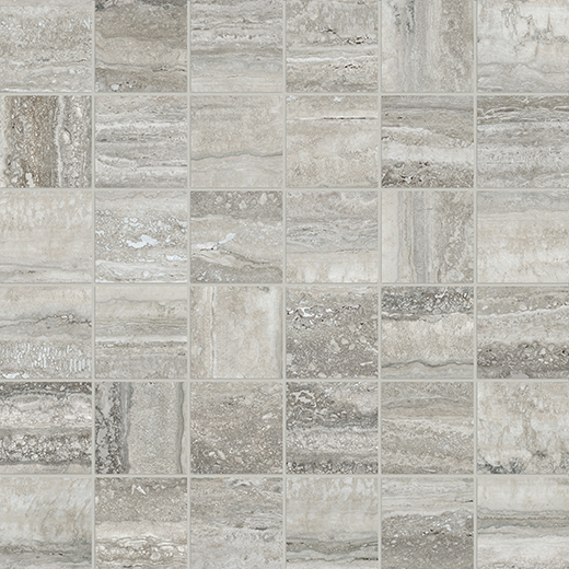 Nuvo Marble Travertino Instrata Honed 2"x2" (11.7"x11.7" Mosaic Sheet) | Glazed Porcelain | Floor/Wall Mosaic