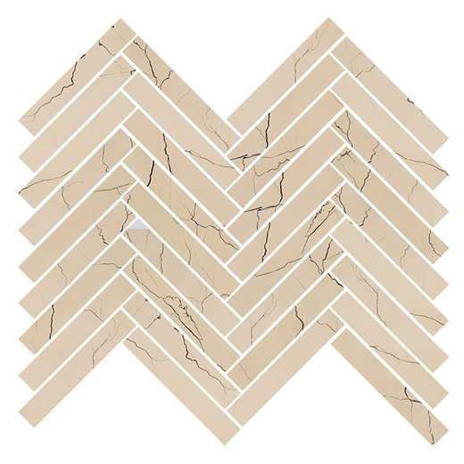 Odyssey Beige Antico Polished 5/8"X4" Herringbone | Color Body Porcelain | Floor/Wall Mosaic
