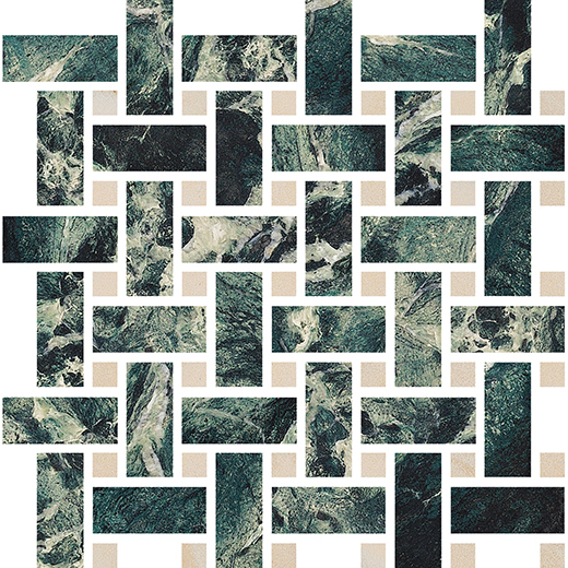 Odyssey Verde Intenso Polished Basketweave Mosaic | Color Body Porcelain | Floor/Wall Mosaic