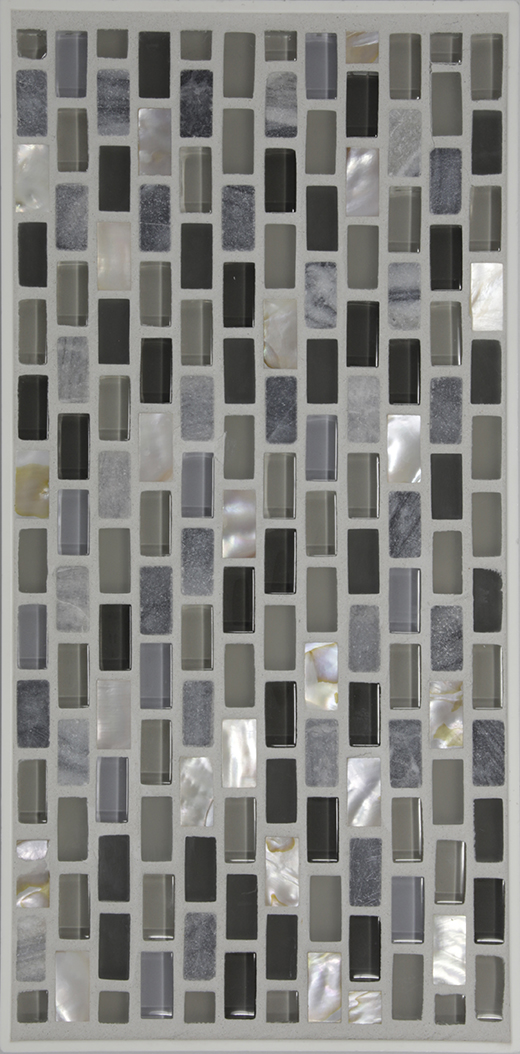 GREY SHELL .3X.75 MINI BRICK | Glass | Wall Mosaic