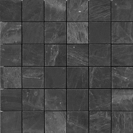 Outlet Mansion Black Mirror - Outlet Matte 2"x2" (12"x12" Mosaic Sheet) | Glazed Porcelain | Floor/Wall Mosaic