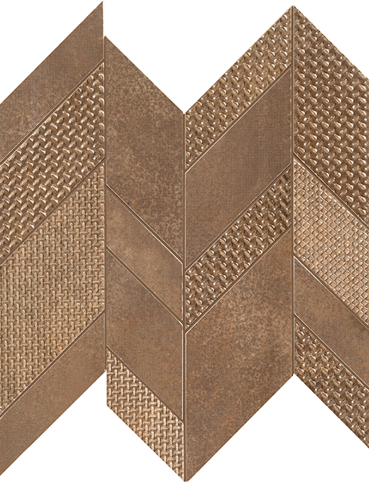 Outlet Metallurgy Corten - Outlet Natural 11.7"x11.3" Chevron Mosaic Corten | Ceramic | Wall Mosaic