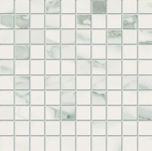 Outlet Revive Arabescato - Outlet Satin 1"x1" Mosaic (12"x12" Sheet) | Glazed Porcelain | Floor/Wall Mosaic