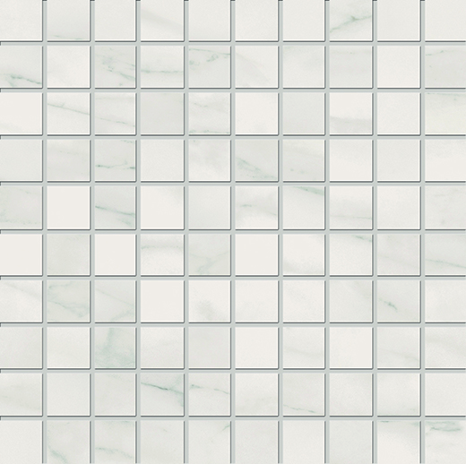 Outlet Revive Calacatta - Outlet Satin 1"x1" Mosaic (12"x12" Sheet) | Glazed Porcelain | Floor/Wall Mosaic