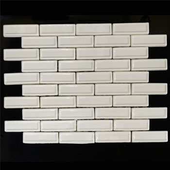 Outlet San Miguel Biscuit - Outlet Glossy 1"x3" Square Offset Mosaic | Ceramic | Wall Mosaic