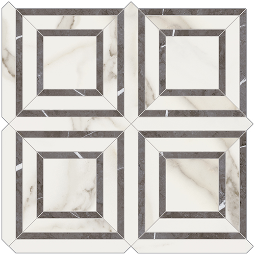 Oxford Calacatta Oro Polished Piazza Calacatta Oro | Glazed Porcelain | Floor/Wall Mosaic