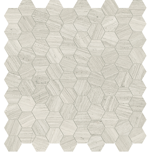 Oxford Strada Ash Polished 1.25" Hexagon | Glazed Porcelain | Floor/Wall Mosaic