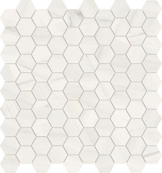 Oxford Suave Bianco Polished 1.25" Hexagon | Glazed Porcelain | Floor/Wall Mosaic