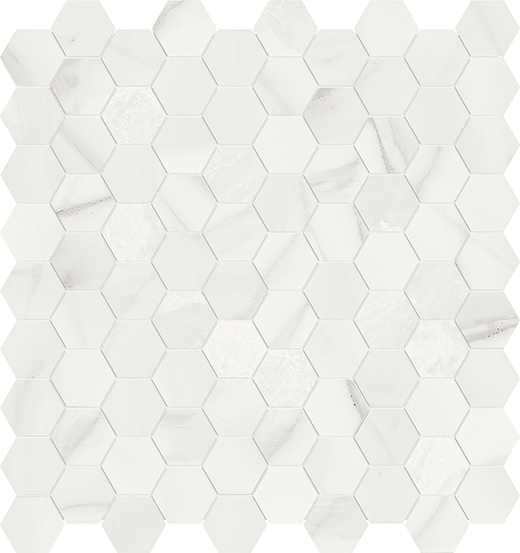 Oxford Volakas Grigio Polished 1.25" Hexagon | Glazed Porcelain | Floor/Wall Mosaic