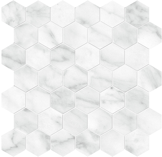 Palladium Carrara Abisso Polished 2" Hexagon Mosaic | Porcelain | Floor/Wall Mosaic