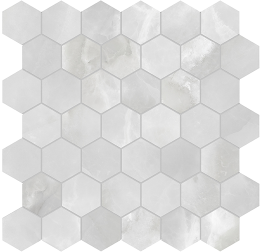 Palladium Onyx Crystallo Matte 2" Hexagon Mosaic | Porcelain | Floor/Wall Mosaic