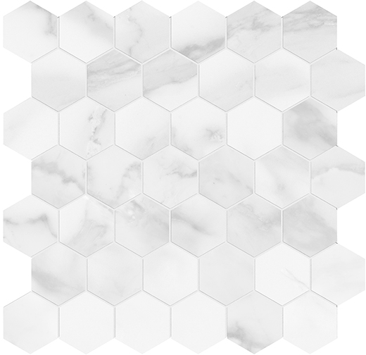 Palladium Statuario Brina Matte 2" Hexagon Mosaic | Porcelain | Floor/Wall Mosaic