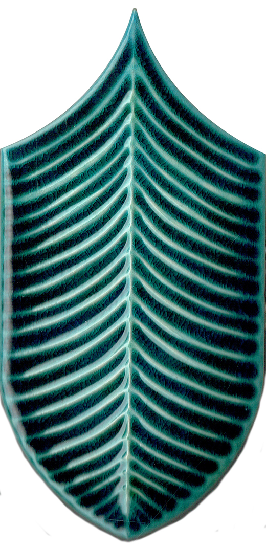Palmetto Teal Blue Crackle 4"x8" Leaf | Ceramic | Wall Dimensional
