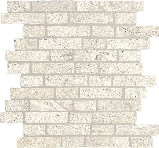 Peak White Worn Brick Mosaic | Color Body Porcelain | Floor/Wall Mosaic