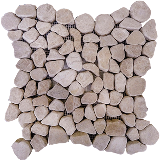 Pebbles Round/ Breccia Natural Round Pebbles Mosaic | Stone | Floor/Wall Mosaic