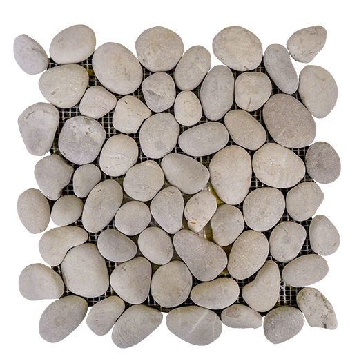 Pebbles Round/ Light Grey Natural Round Pebbles Mosaic | Stone | Floor/Wall Mosaic
