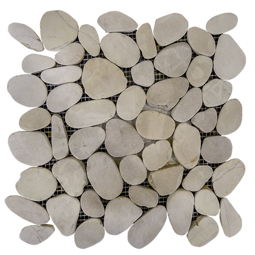 Pebbles Oval/ White Natural Oval Pebbles Mosaic | Stone | Floor/Wall Mosaic