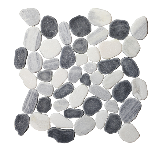 Pebbles Sliced Black White Mix Natural Oval Sliced Pebbles Mosaic | Stone | Floor/Wall Mosaic