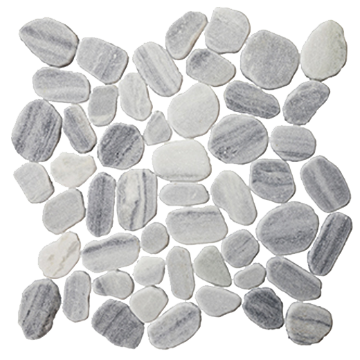 Pebbles Sliced Cloudy Natural Oval Sliced Pebbles Mosaic | Stone | Floor/Wall Mosaic