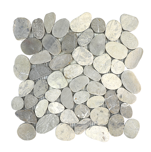 Pebbles Oval/ Light Grey Natural Oval Pebbles Mosaic | Stone | Floor/Wall Mosaic