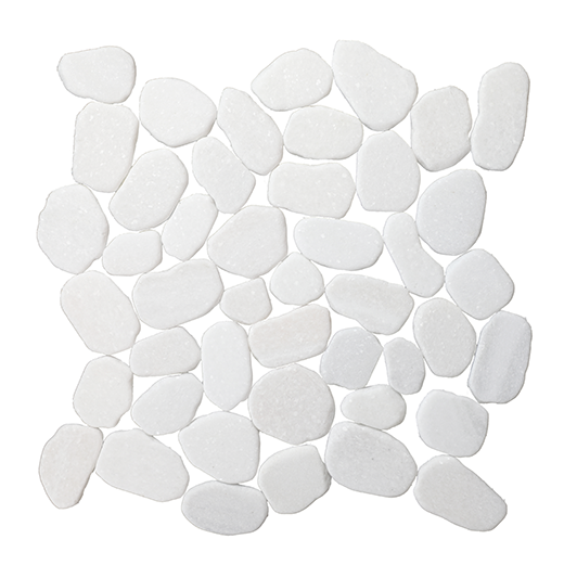 Pebbles Sliced White Natural Oval Sliced Pebbles Mosaic | Stone | Floor/Wall Mosaic