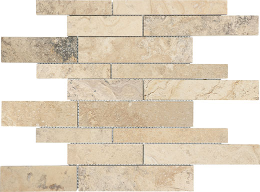 Picasso (Travertine) Honed Random Strip | Travertine | Floor/Wall Mosaic