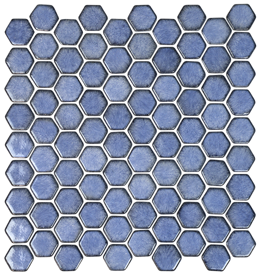 Raku Art Azzure Glossy 1 3/8" Hexagon Mosaic | Enamel Glass | Wall Mosaic