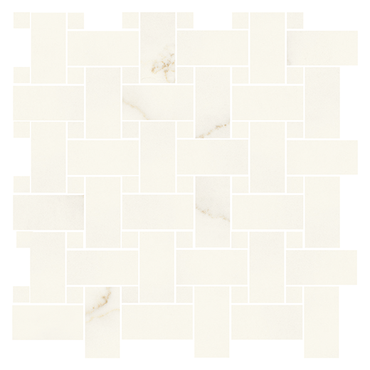 Resplendent Calacatta Apuano Honed Basketweave Mosaic | Color Body Porcelain | Floor/Wall Mosaic