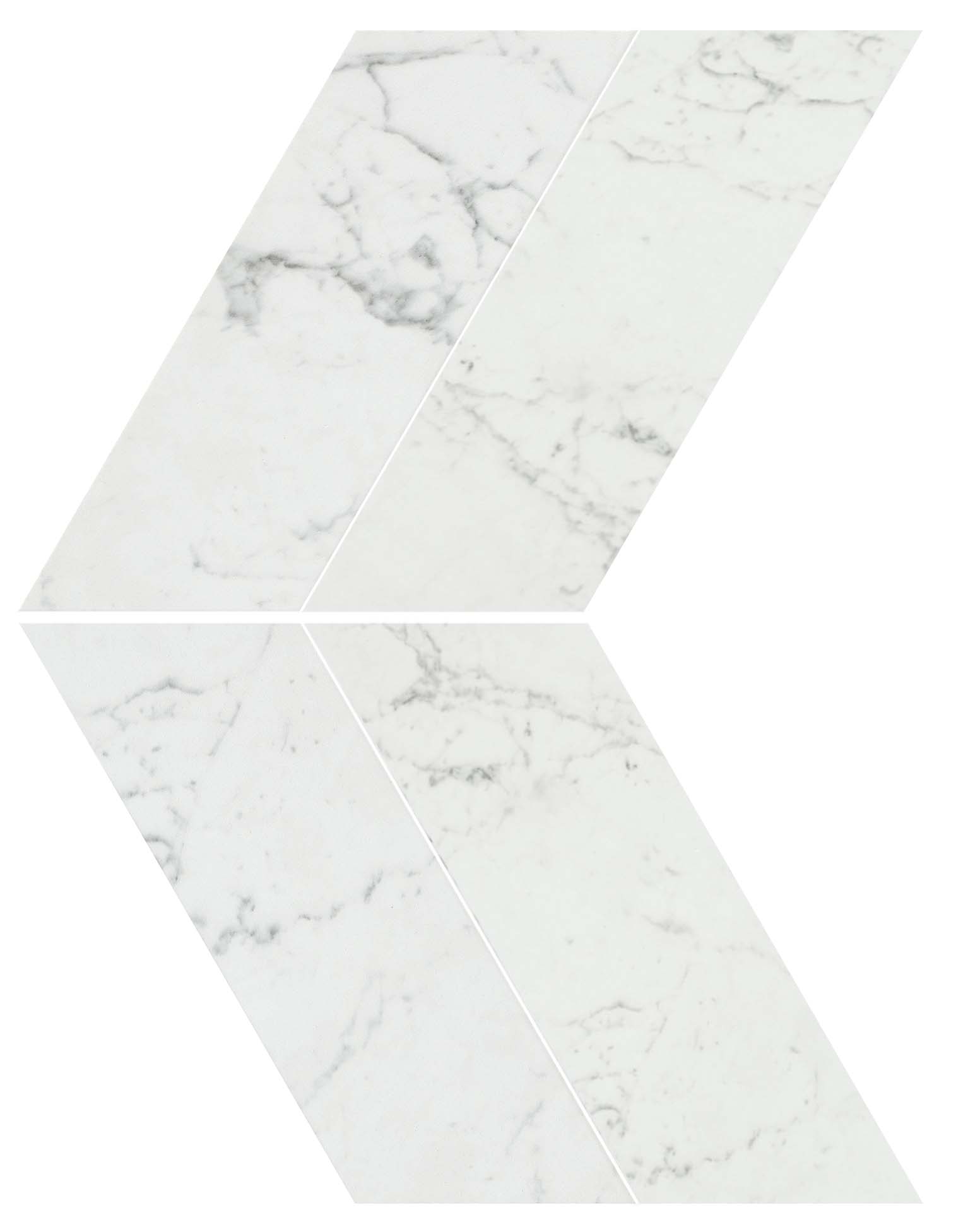 Resplendent Carrara Pure Polished 4"X10-3/8" Chevron Mosaic | Color Body Porcelain | Floor/Wall Mosaic