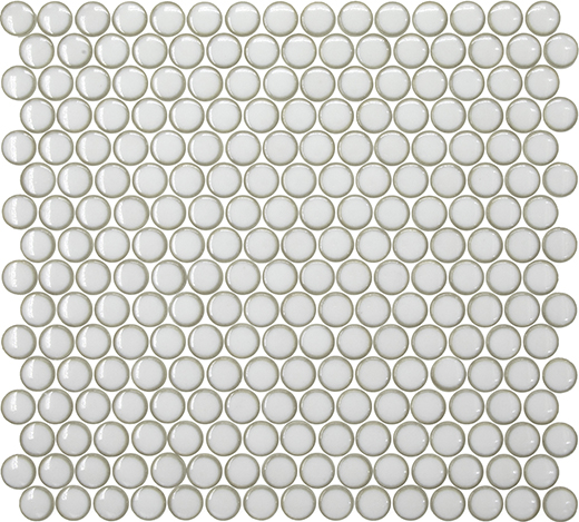 Rounds White Glossy 3/4" Burnt Edge (12"x11" Mosaic Sheet) | Enamel Glass | Wall Mosaic