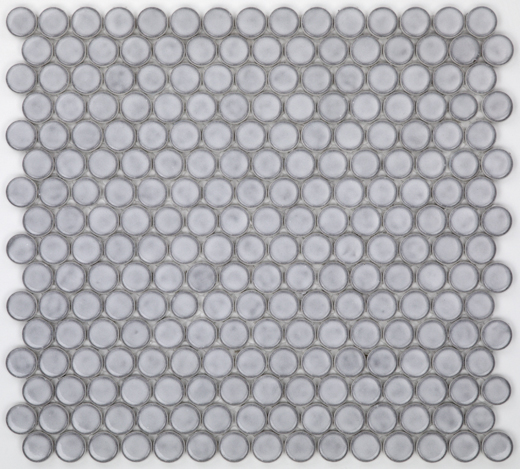 Rounds Grey Glossy 3/4" Burnt Edge (12"x11" Mosaic Sheet) | Enamel Glass | Floor/Wall Mosaic