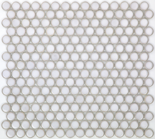 Rounds White Glossy 3/4" Burnt Edge (12"x11" Mosaic Sheet) | Enamel Glass | Floor/Wall Mosaic