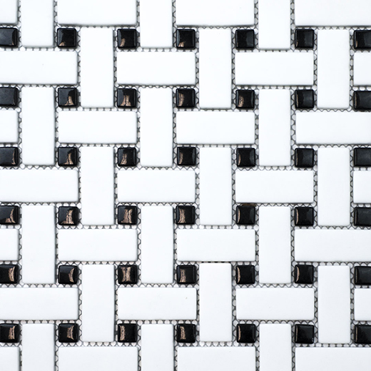 San Marino Enamel Mosaics Black Matte Basketweave Mosaic | Enamel | Floor/Wall Mosaic