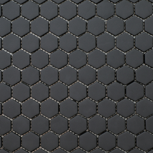 San Marino Black Matte Hexagon Mosaic | Enamel | Floor/Wall Mosaic