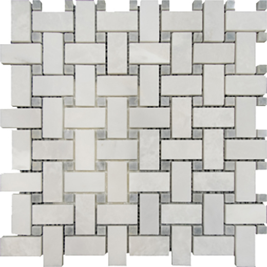 Sea Pearl Mosaics Sea Pearl Honed Basketweave W/Marmara Mosaic | Marble | Floor/Wall Mosaic