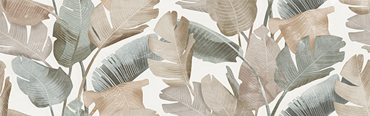 Sedeya White Matte 12"X40" Leaves Antiqued Deco | Ceramic | Wall, Wall Decorative