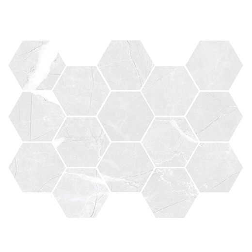 Silk Pearl Polished Hex Mosaic | Porcelain | Floor/Wall Mosaic