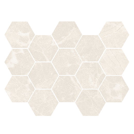 Silk Sand Polished Hex Mosaic | Porcelain | Floor/Wall Mosaic