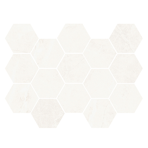 Silk White Polished Hex Mosaic | Porcelain | Floor/Wall Mosaic
