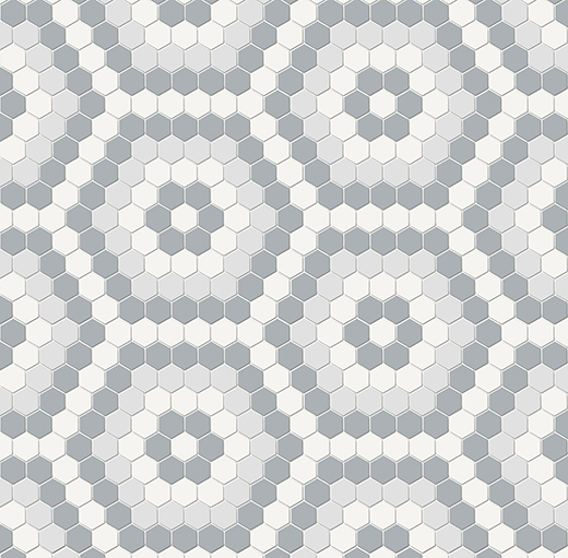 Simplicity Gallery Grey Matte Hexagon Mosaic Afternoon Blend | Glazed Porcelain | Floor/Wall Mosaic