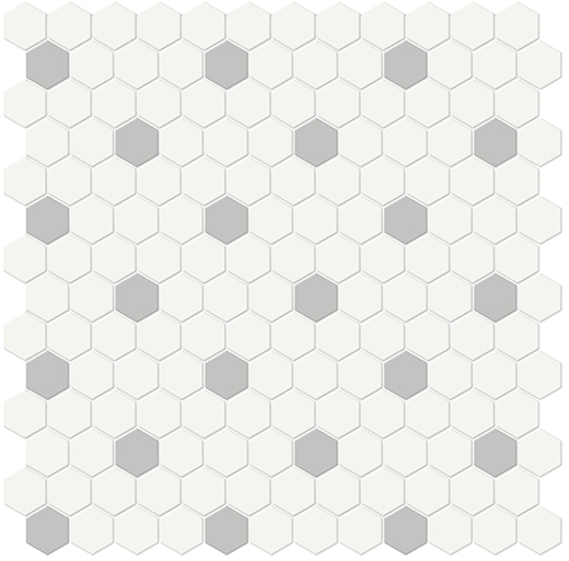 Simplicity Loft Grey Matte 1"Hexagon w/ Insert (12"x12" Mosaic Sheet) | Glazed Porcelain | Floor/Wall Mosaic
